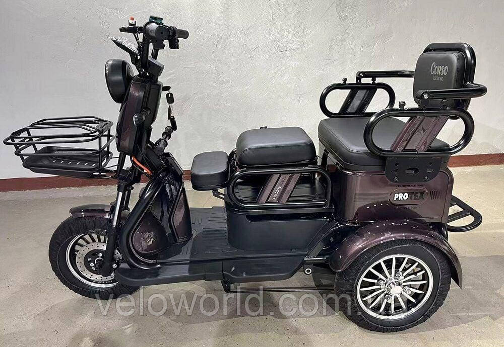 Електричний велосипед електротрайк Corso PROTEX двигун 1000W, акумулятор 72V/23Ah, колеса 300-10, в коробці