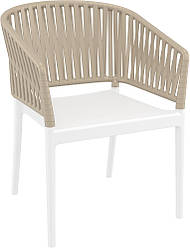Стілець садовий вуличний для тераси кафе саду Siesta Portofino Armchair White Taupe