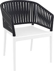 Стілець садовий вуличний для тераси кафе саду Siesta Portofino Armchair White Black