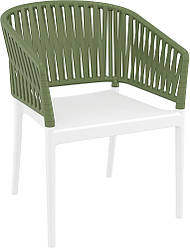 Стілець садовий вуличний для тераси кафе саду Siesta Portofino Armchair White Olive Green