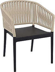 Стілець садовий вуличний для тераси кафе саду Siesta Portofino Armchair Black Taupe