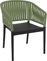 Стілець садовий вуличний для тераси кафе саду Siesta Portofino Armchair Black Olive Green