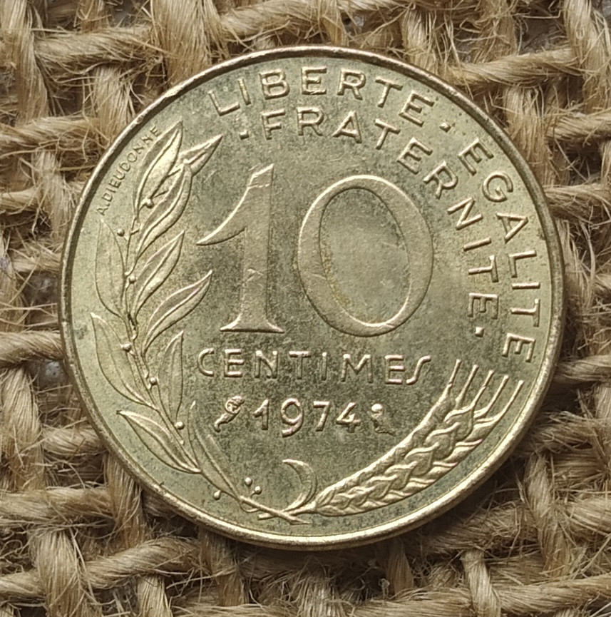 10 сантимiв 1974 року францiя