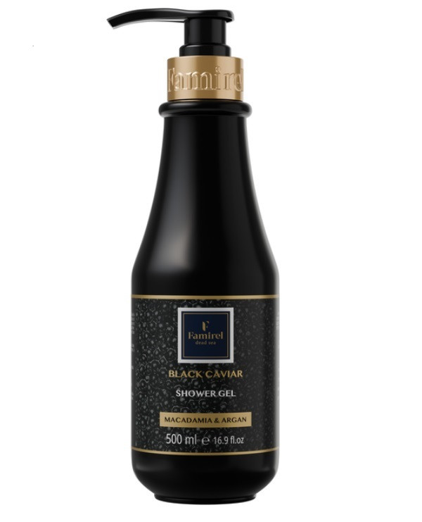 Гель для душу Famirel Black Caviar Макадамія та арган з екстрактом чорної ікри 500 мл, фото 1
