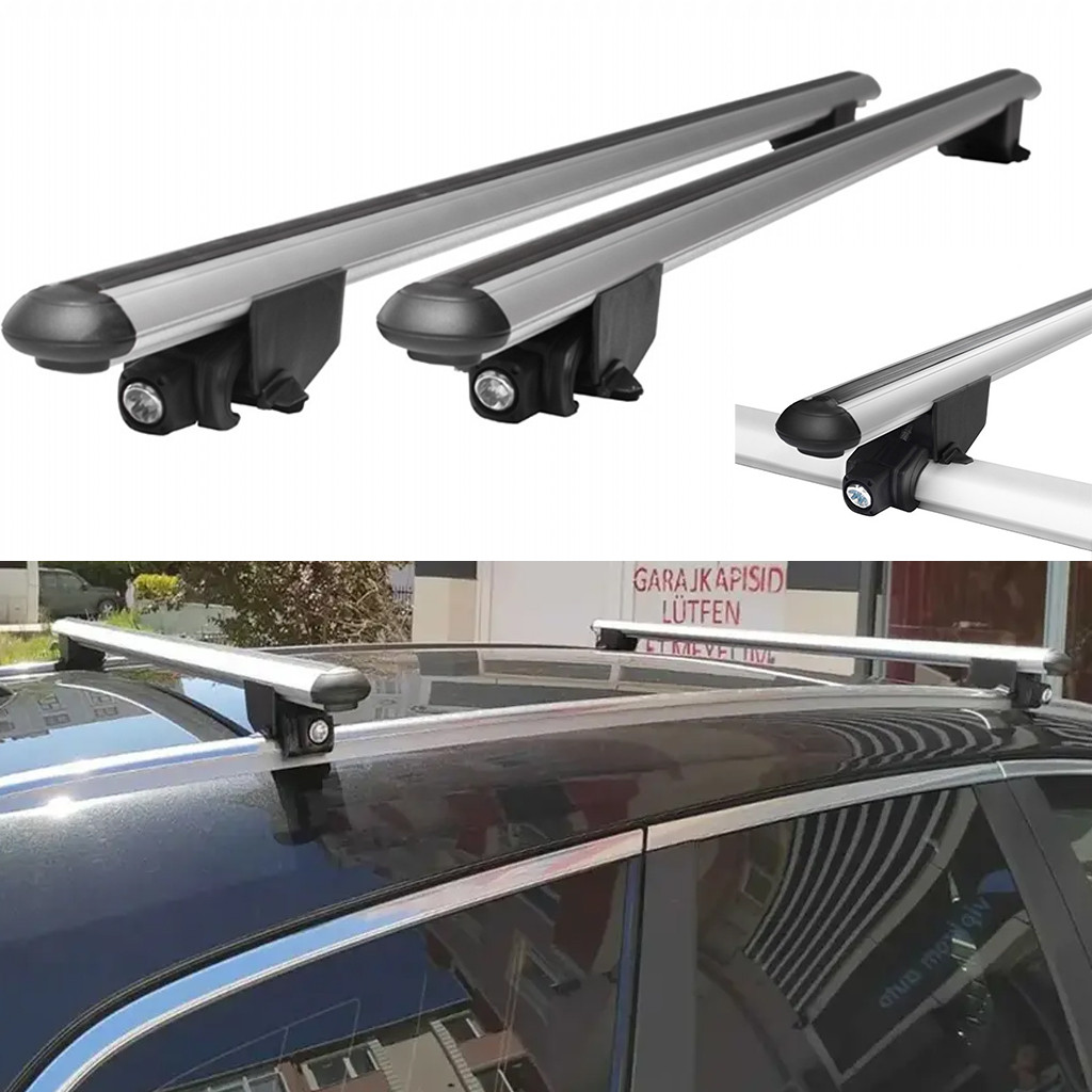 Поперечки (багажник) на інтегровані рейлінги для Renault Megane 2 2002+ сірі 130 см 2 шт. (Kanca), фото 1