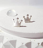 Маленькі срібні сережки корона покриття срібло 925 проби