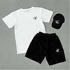 Чоловічий літній костюм Calvin Klein Футболка + Шорти + Кепка чорний Комплект Кельвін Кляйн на літо, фото 2