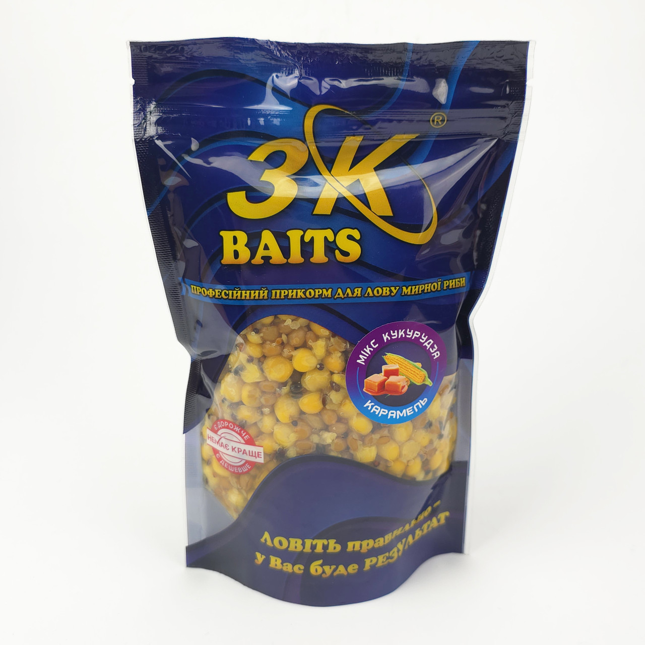 Зерновий мікс для коропа 3K Baits Кукурудза 500г (карамель) зернова суміш на рибалку, фото 1