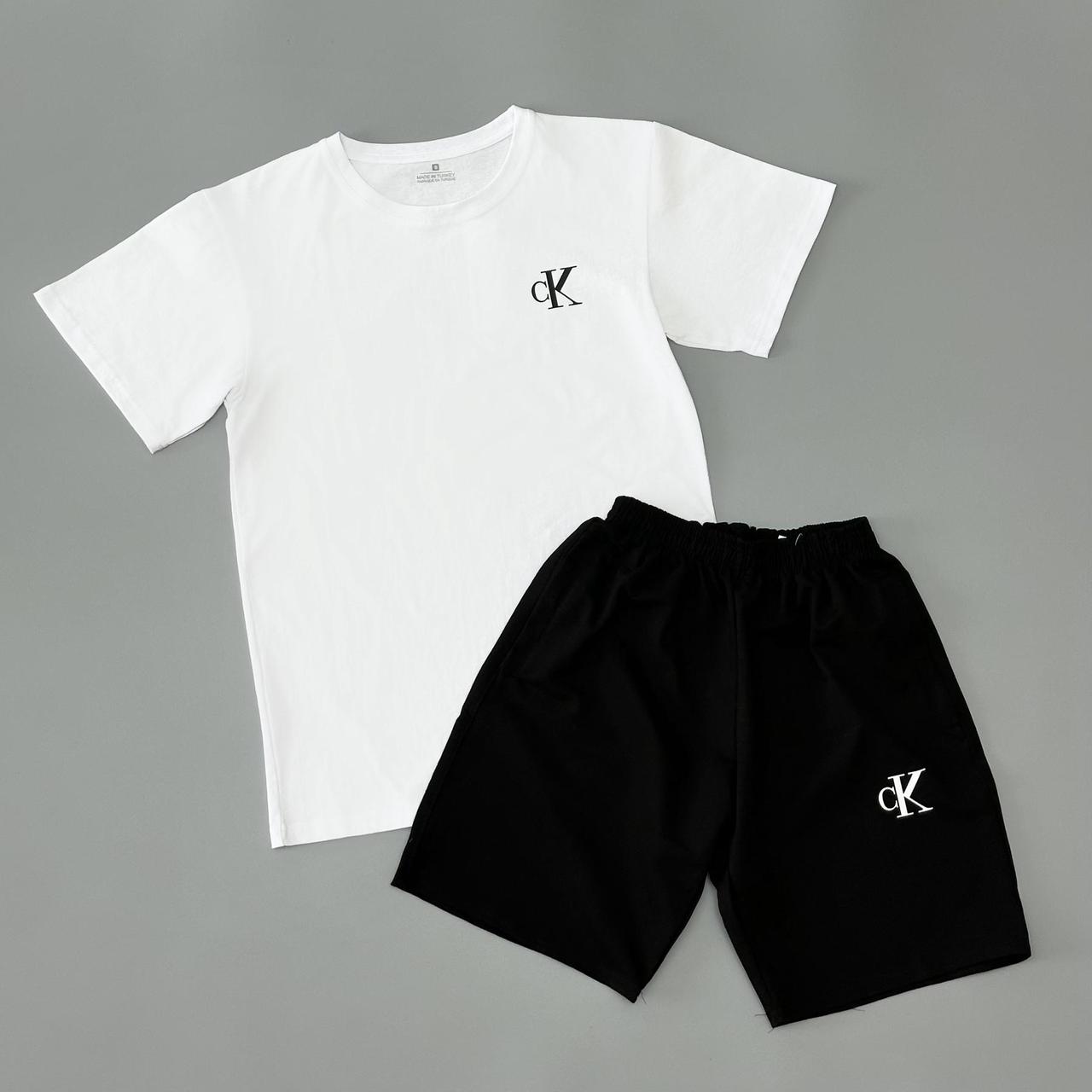 Чоловічий літній костюм Calvin Klein Футболка + Шорти білий Комплект Кельвін Кляйн на літо, фото 1