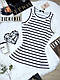 Базова літня жіноча трендова облягаюча майка в смужку casual мустанг смугастий повсякденний топ літній, фото 3