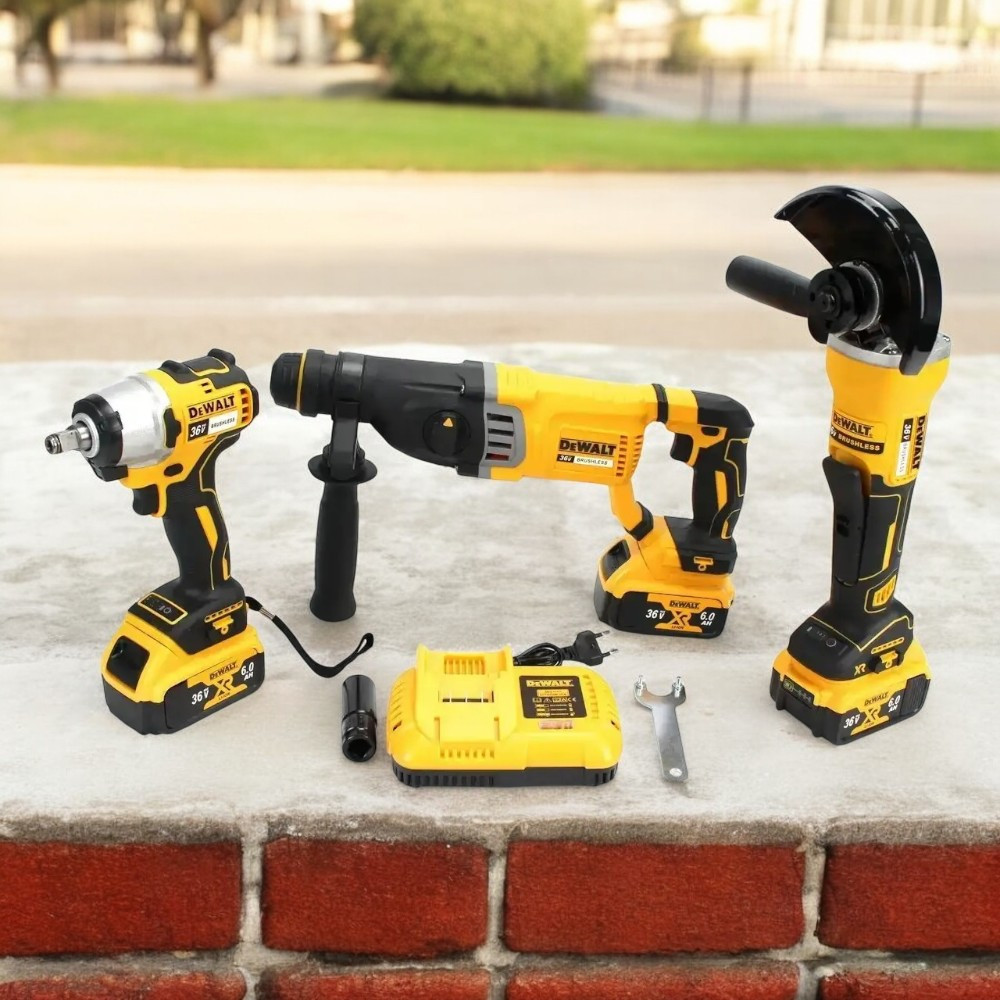 Набір 3в1 DeWALT 36V Комплект акумуляторних інструментів Деволт Болгарка DCG413 Перфоратор DCH263 Гайковерт DCF922
