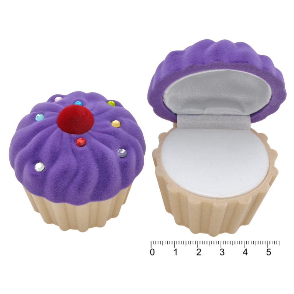 Подарункова коробочка для кільця Кекс фіолетова (10141), фото 1