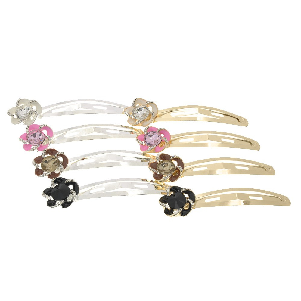 Шпилька-хлопавка для волосся зі стразами 7 см (10965) варіант паковання 12 шт., фото 1