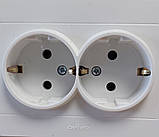 Розетка електрична подвійна із заземленням біла GRANO OVIVO прихованого монтажу врізна, фото 2