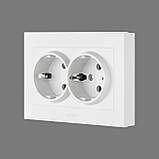 Розетка електрична подвійна із заземленням біла GRANO OVIVO прихованого монтажу врізна, фото 4