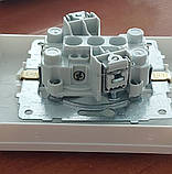 Розетка електрична подвійна із заземленням біла GRANO OVIVO прихованого монтажу врізна, фото 5