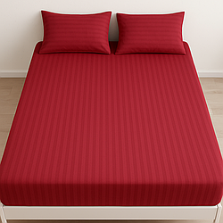 Простирадло на гумці двоспальне 180х200+25 і дві наволочки 50х70 зі страйп-сатину