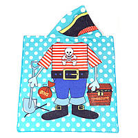 Детское пляжное полотенце пончо 60х120 см с капюшоном (22982)