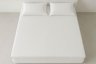 Простирадло на гумці двоспальне 180х200+25 і дві наволочки 50х70 зі страйп-сатину