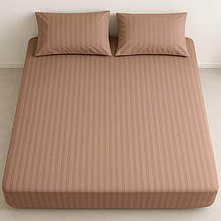 Простирадло на гумці двоспальне 180х200+25 і дві наволочки 50х70 зі страйп-сатину