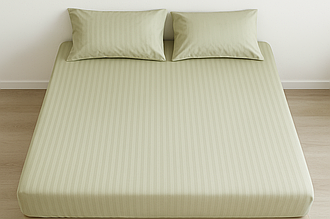 Простирадло на гумці двоспальне 180х200+25 і дві наволочки 50х70 зі страйп-сатину