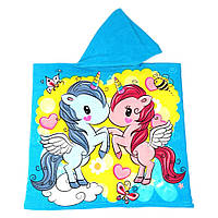 Детское пляжное полотенце пончо 60х120 см с капюшоном (27122)