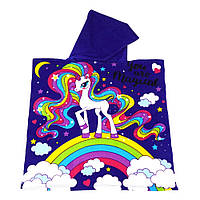 Детское пляжное полотенце пончо 60х120 см с капюшоном (27123)