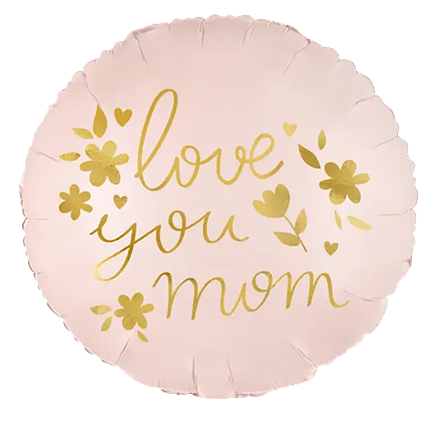 ПД010 PARTY DECO-ПД Коло 14" Золотий напис на пудровому - Love you mom (УП), фото 1