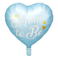 ПД009 PARTY DECO-ПД Серце 18" Mom to be | Майбутня мама - блакитне (УП)