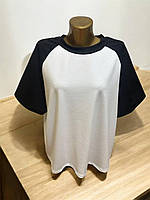 Женская базовая футболка, 42-48 единый, бело-серый, бело-черный, двунитка.