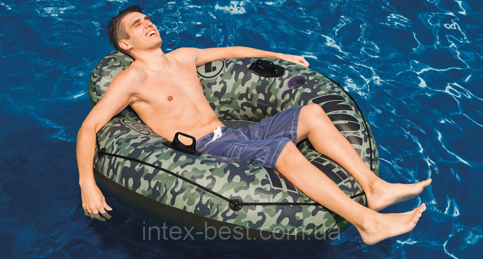Коло-крісло надувне для плавання Intex 58835 Camo River Run I (діаметр 135 см)
