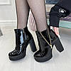 Черевики жіночі лакові на високому каблуці, декоровані блискавкою, фото 3