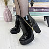 Черевики жіночі лакові на високому каблуці, декоровані блискавкою, фото 4