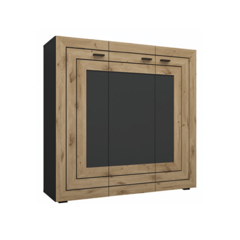 Сучасний високий вузький комод сірий з розпашними дверцятами 120 см з полицями в кімнату вітальню Джейкоб Сокме, фото 1