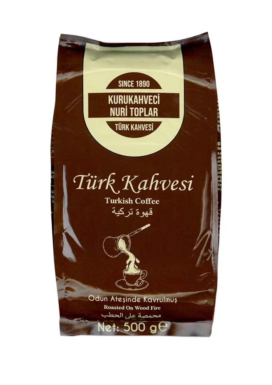 Турецька кава мелена Nuri Toplar 500 г в пакеті кава дрібномелена для турки, помірно міцна, без добавок, фото 1