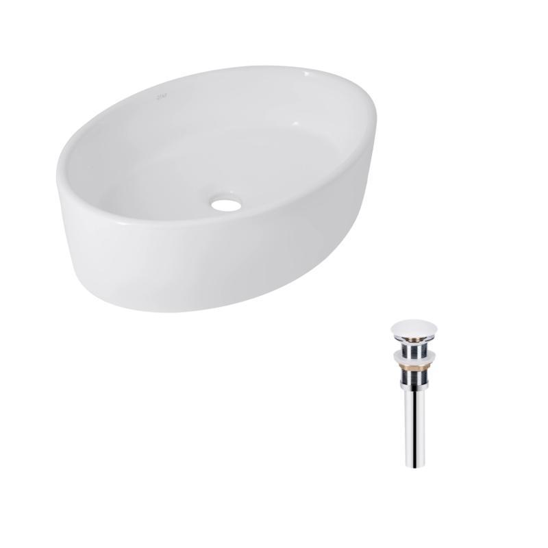 Комплект Qtap Kolibri: Раковина накладна овальна 500x360x140 мм White + Донний клапан PU02, фото 1