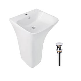 Комплект Qtap Crow: Раковина напольна моноблок 445x420x840 мм White + Донний клапан PU02O