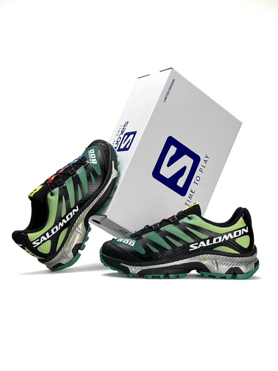 Чоловічі кросівки Salomon XT-4 Carbon Black Green Silver Чорні Взуття Саломон XT-4 Карбон текстиль нейлон Гор Текс демісезон