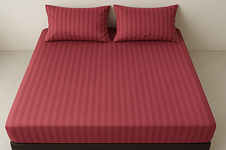 Простынь на резинке двуспальная 180х200+25 и две наволочки 50х70 из страйп сатина
