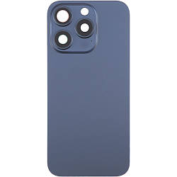 Задня кришка iPhone 15 Pro Max синя, Blue Titanium, з рамкою, в комплекті скло камери, магнітне кільце, оригін