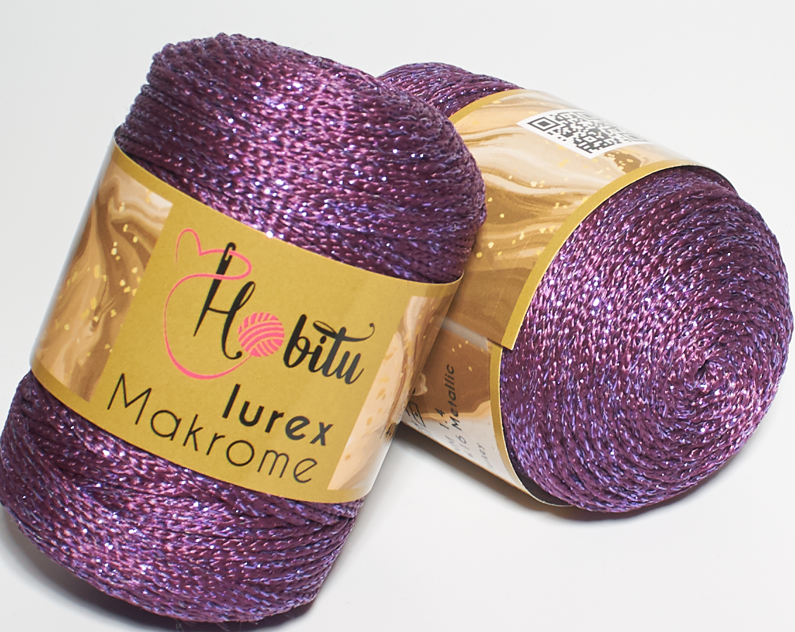 Пряжа Macrome Lurex Hobitu-160 фіолетовий, фото 1