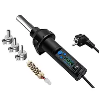 Термофен паяльний, паяльна станція 8032D LCD 700 Вт + 3 насадки і запасний нагрівальний елемент