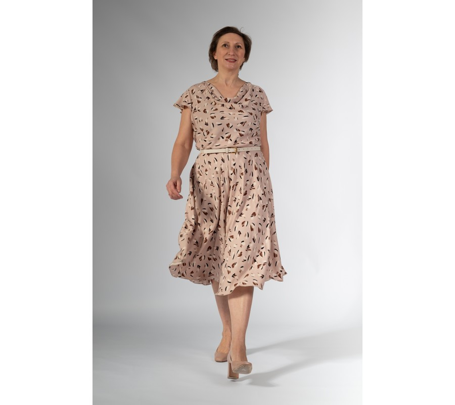 Плаття Nita бавовна віскоза принт міді 52 бежева, фото 1