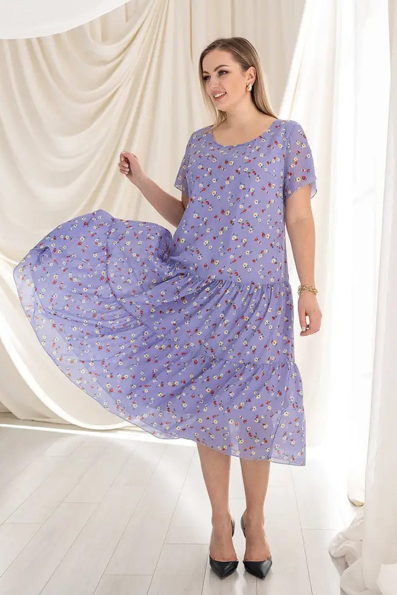 Жіноче літнє плаття батал із шифону великі розміри 50-60 з дихаючою підкладкою за коліно