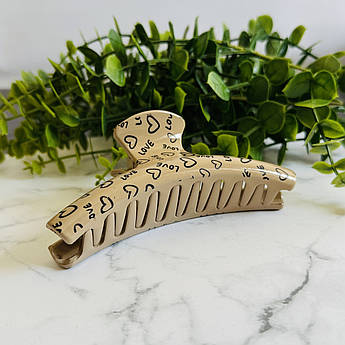 Крабик для волосся Love глянцевий світло-бежевий