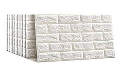 №1-3 Самоклеюча 3Д панель "Біла цегла" 70×38 см товщина 3 мм
