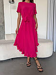 Міді плаття-трапеція під пояс із короткими рукавами (р. 42-52) 2035981, фото 7