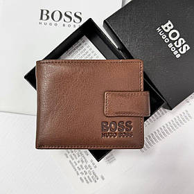 Чоловіче брендове портмоне на магніті Boss (82081) коричневий