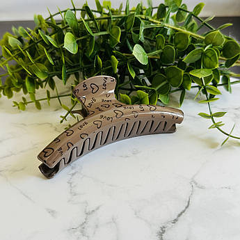 Крабик для волосся Love глянцевий коричневий