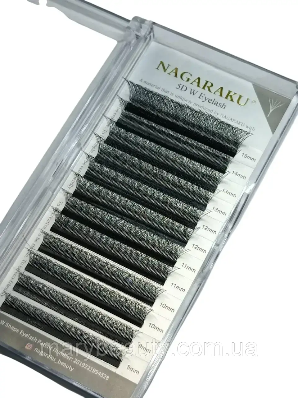 Вії Nagaraku пучки D 0.07 W mix (8-15) 5D, фото 1